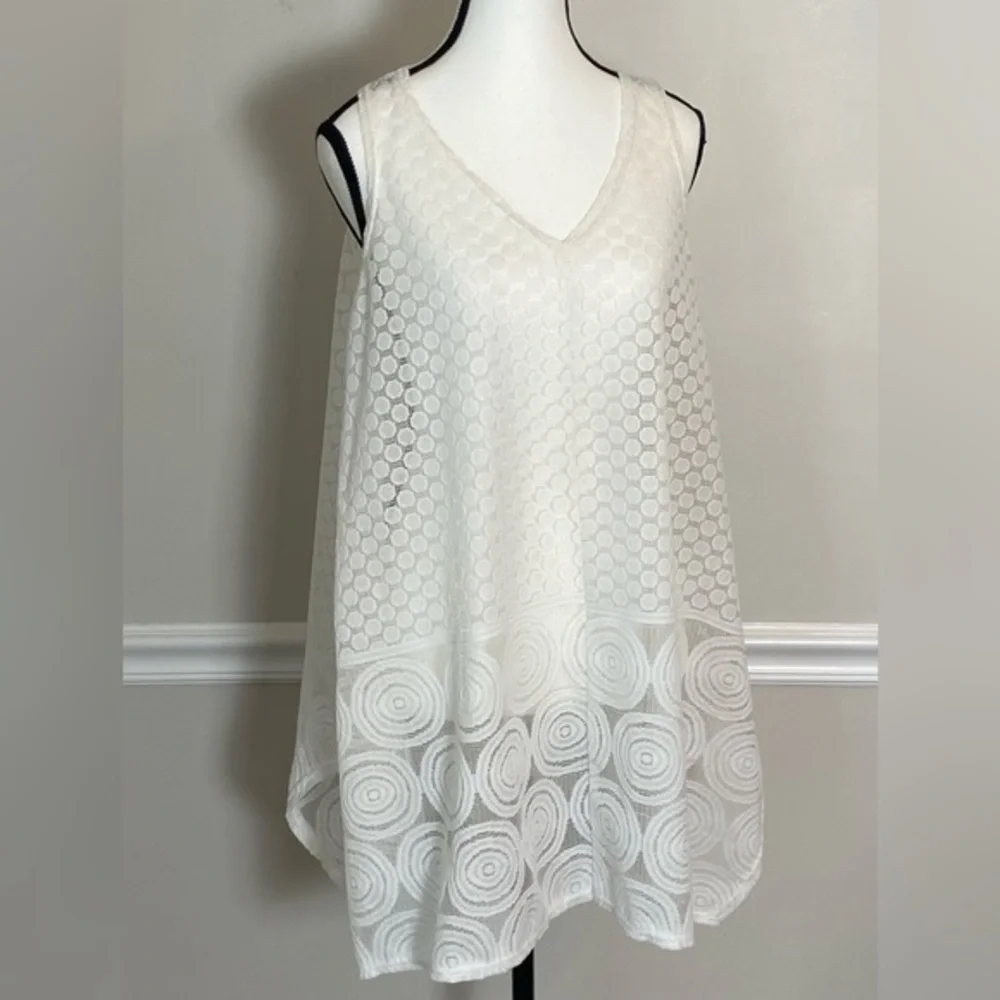 India Boutique White Lace Swim Coverup Boho Festival Tunic OS